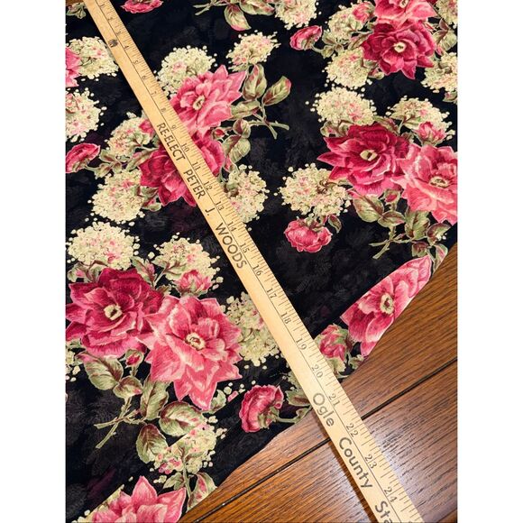 Vintage Y2K Reversible Floral Midi Skirt – Rose Print Black Red + Gray Pink Abst - Picture 14 of 16